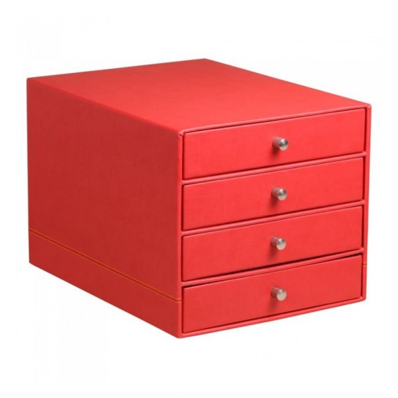 TRIEUR 4 TIROIRS SIMILI CUIR RHODIARAMA COQUELICOT