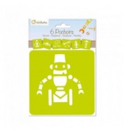 SET 6 POCHOIRS ROBOTS ASSORTIS