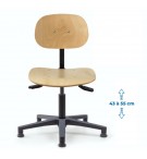 Siège d'atelier BAKA assise bois Asynchrone Verin bas Patin