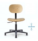 Siège d'atelier BAKA assise bois fixe Verin bas Patin