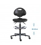 Siege d'atelier Tulipe Asynchrone Verin haut repose pieds roulettes charge