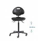 Siege d'atelier Tulipe Asynchrone Verin haut  roulettes sol dur