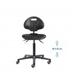 Siege d'atelier Tulipe Asynchrone Verin moyen roulettes sol dur