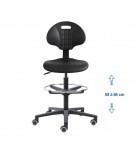 Siege d'atelier Tulipe contact permanent verin haut repose pieds roulettes sol dur