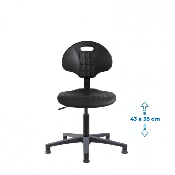 Siege d'atelier Tulipe fixe verin bas patins