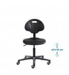 Siege d'atelier Tulipe fixe verin bas roulettes sol dur