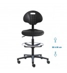 Siege d'atelier Tulipe fixe verin haut repose pieds roulettes charge