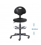 Siege d'atelier Tulipe fixe verin haut repose pieds roulettes sol dur