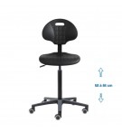 Siege d'atelier Tulipe fixe verin haut roulettes sol dur