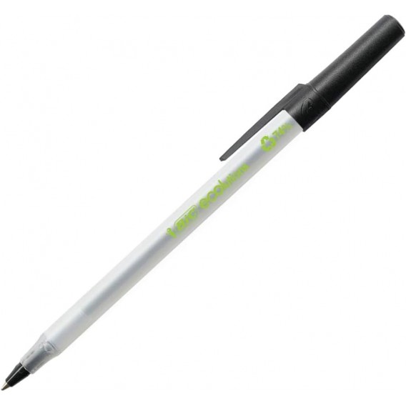 Stylo bille noir Round Stic BIC ECOlutions pointe moyenne 