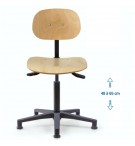 Siège d'atelier BAKA assise bois Asynchrone Verin moyen Patin