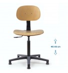 Siège d'atelier BAKA assise bois Contact permanent Verin moyen patins