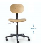 Siège d'atelier BAKA assise bois Fixe Verin moyen Roulettes blocage en charge