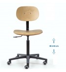 Siège d'atelier BAKA assise bois Fixe Verin moyen Roulettes sol dur