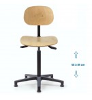 Siège d'atelier BAKA assise bois Asynchrone Verin haut Patins