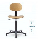 Siège d'atelier BAKA assise bois contact permanent Verin haut patins