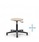 Siege d'atelier bois fixe verin bas patins