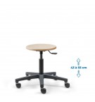 Siege d'atelier bois fixe verin bas roulettes blocage de charge
