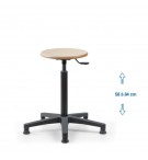 Siege d'atelier bois fixe verin haut patins