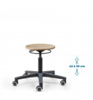 Siege d'atelier bois PRC verin bas roulettes sol dur