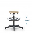 Siege d'atelier bois PRC verin haut + repose pieds patins