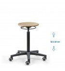 Siege d'atelier bois PRC verin haut roulettes sol dur