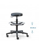 Siède d'atelier POUM Fixe verin haut + repose pieds roulettes blocage en charge