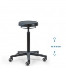 Siède d'atelier POUM PRC verin haut roulettes sol dur