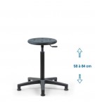 Siege d'atelier ROND fixe verin haut patins