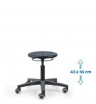Siege d'atelier ROND PRC verin bas roulettes sol dur
