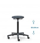 Siege d'atelier ROND PRC verin haut roulettes blocage en charge