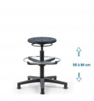 Siege d'atelier ROND PRC verin haut + repose pied patins