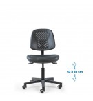 Siège d'atelier SWET Asynchrone verin bas roulettes sol dur