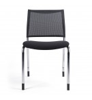 CHAISE ACCUEIL 4 PIEDS CHROME - ASSISE TISSU - DOSSIER RESILLE