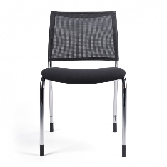 CHAISE ACCUEIL 4 PIEDS CHROME - ASSISE TISSU - DOSSIER RESILLE