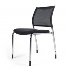 CHAISE ACCUEIL 4 PIEDS CHROME - ASSISE TISSU - DOSSIER RESILLE