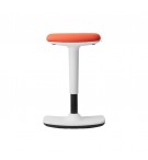 Tabouret assis-debout ergonomique assise rouge mecanisme blanc