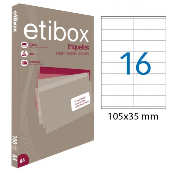 APLI ETIBOX 119753 - 1600 étiquettes autocollantes blanche 105 x 35 mm 