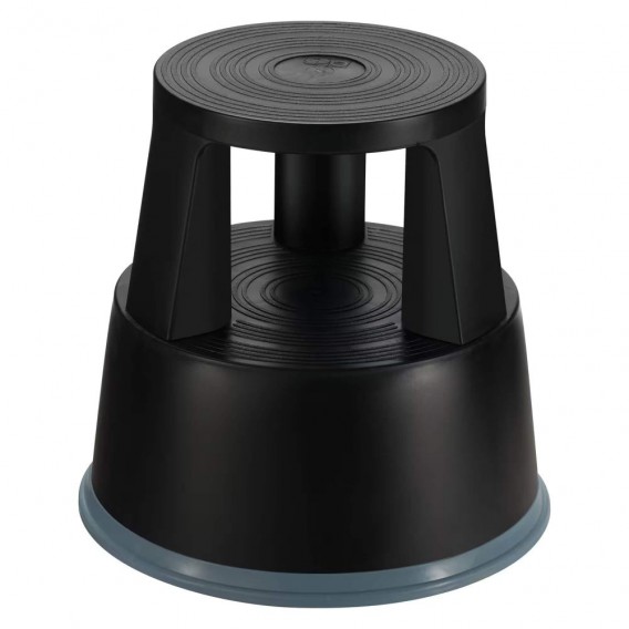 Tabouret marchepied roulant plastique 2 marches 38 cms GTM100203 noir