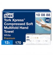 12 PAQUETS 170 ESSUIE MAINS DOUX COMPRESSES TORK