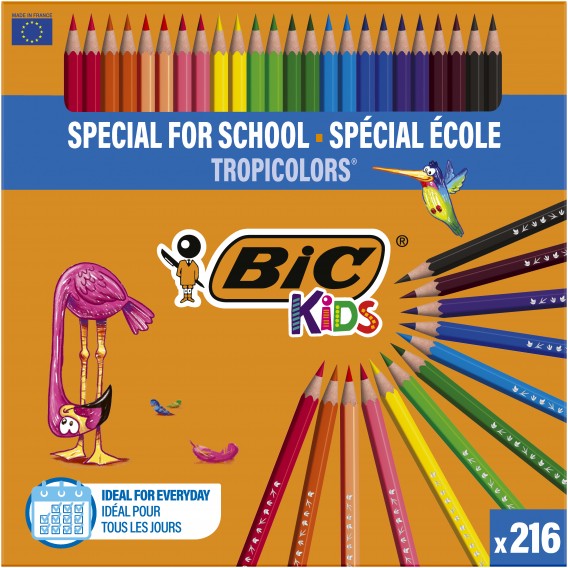 CRAYONS DE COULEUR BIC TROPICOLORS - CLASSPACK DE 216