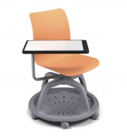 SIEGE PIVOTANT ET MOBILE COQUE POLYPRO AVEC TABLETTE