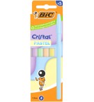 BIC CRISTAL ENCRE BLEUE - CORPS PASTEL  - POCHETTE DE 5