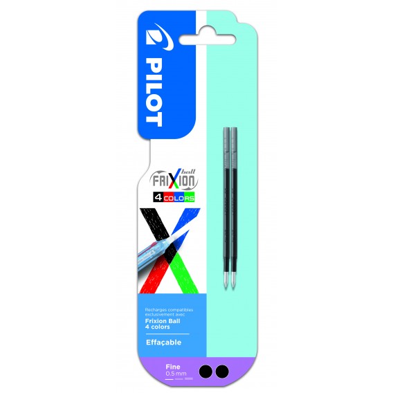 2 RECHARGES PILOT FRIXION 4 COULEURS NOIRES