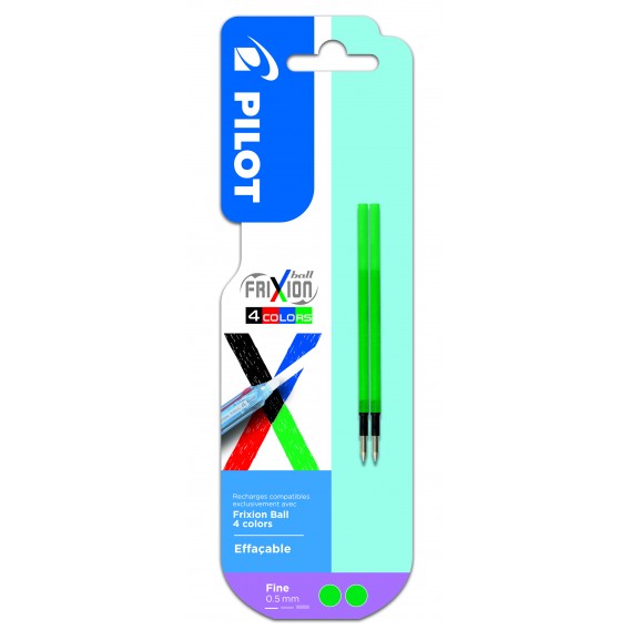 2 RECHARGES PILOT FRIXION 4 COULEURS VERTES