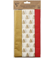 PAPIER DE SOIE IMPRIME 6 FLLES - 50 x 75 cm - MOTIFS NOËL 