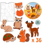 36 SUSPENSIONS ANIMAUX DE LA FORET A DECORER EN CARTON