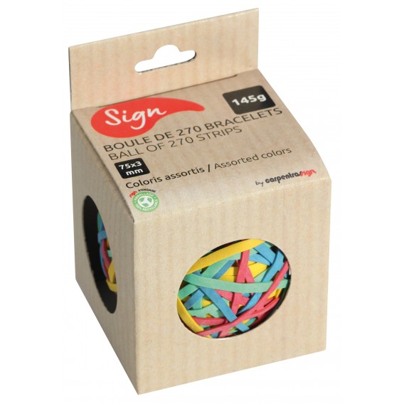 Boule de 270 bracelets élastiques coloris assortis SIGN