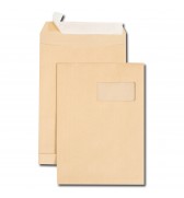 250 pochettes kraft brun à soufflets C4 229 x 324 mm avec fenêtre