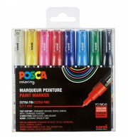 Pochette de 8 marqueurs POSCA. Pointe conique extra fine 0,7-1mm. Coloris assortis